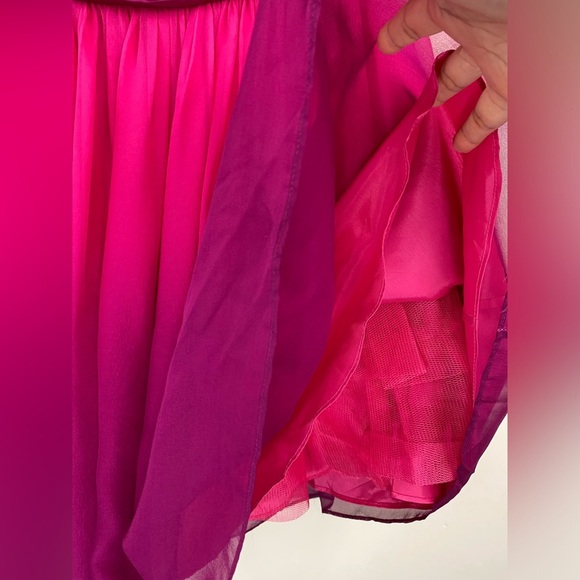 Vintage Betsy Johnson Y2K Strapless Silk Mini Dress Purple Pink Size 6 - Picture 4 of 11